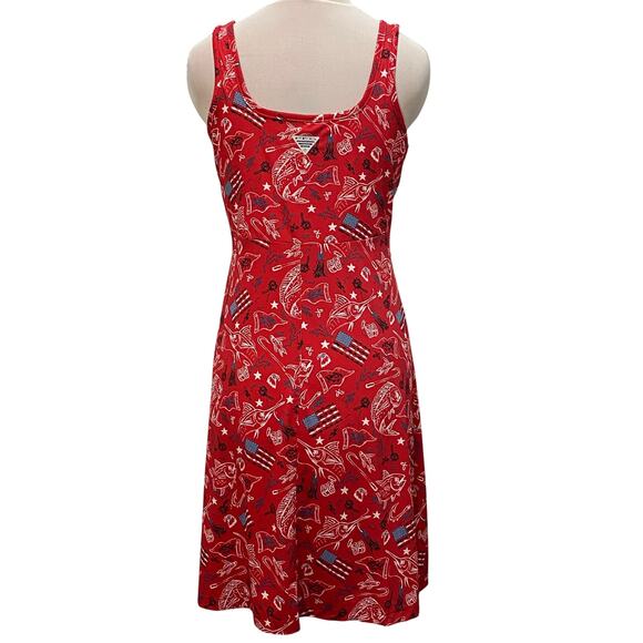 COLUMBIA PFG Midway Bay Fish RWB America Fishing Boating Activewear Dress MEDIUM - Picture 4 of 7